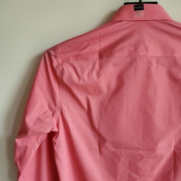 15.5 32/33 Pink Dress Shirt Skinny Fit Jos A Bank New Nwt Mens Flamingo Stretch - Picture 15 of 17